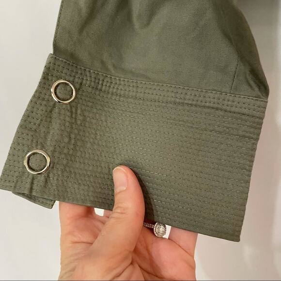 Talbots Army Green Cropped Fit Lightweight Jacket Womens S Petite L Casual Snap - Picture 7 of 8
